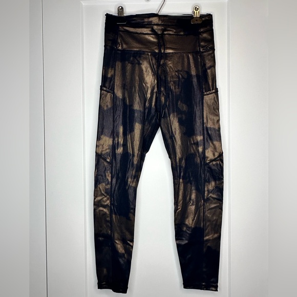 ZYIA Bronze Hendrix Metallic Drawstring Luxe 7/8 24” with sports bra - Picture 2 of 6